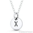 thumbnail image 3 of Initial Letter "X" Engraved Tiny 11x8mm (0.4"x0.3") Circle Pendant & Chain Necklace in .925 Sterling Silver, 3 of 3