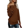 thumbnail image 3 of Womens Off The Shoulder Sweater Oversized Knit Long Sleeve Sweaters Tunic Tops, 3 of 5