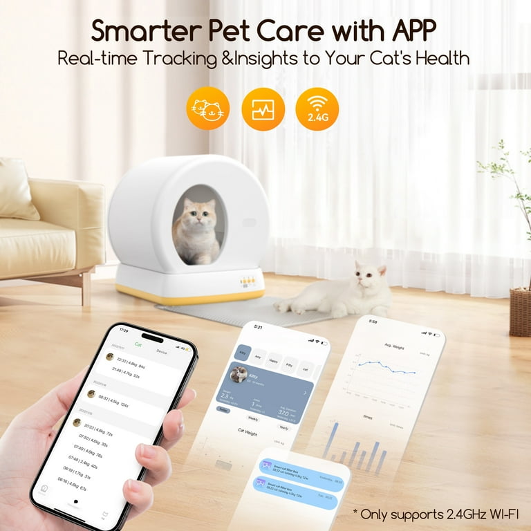 Smart Automatic Self-Cleaning Kitty Litter Box, APP Control