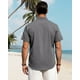 thumbnail image 4 of Camisa J.VER de lino casual de manga corta para hombre, gris claro, talla M, 4 of 5