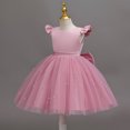 thumbnail image 5 of Splozh Toddler Fall Dresses Fashion Girls Adorable Solid Color Pearl Wedding Flower Girl Dress,Pink,5-6 Years, 5 of 9