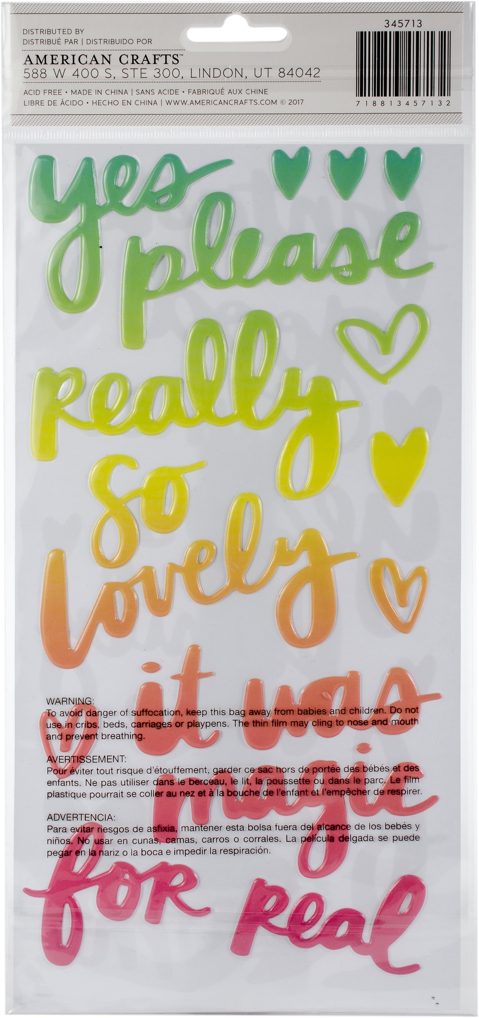 Amy Tan Sunshine Good Times Thickers Stickers 5 5x11 2 Pkg Let S Dance Phrases Ombre Puffy Walmart Com Walmart Com