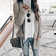 thumbnail image 4 of Long Cable Knitted Sweater Pockets Round Neck Outwear Open Front Warm Pullover Fashion Loose Knitwear Autumn Women Coat Solid Color Cardigan, 4 of 6