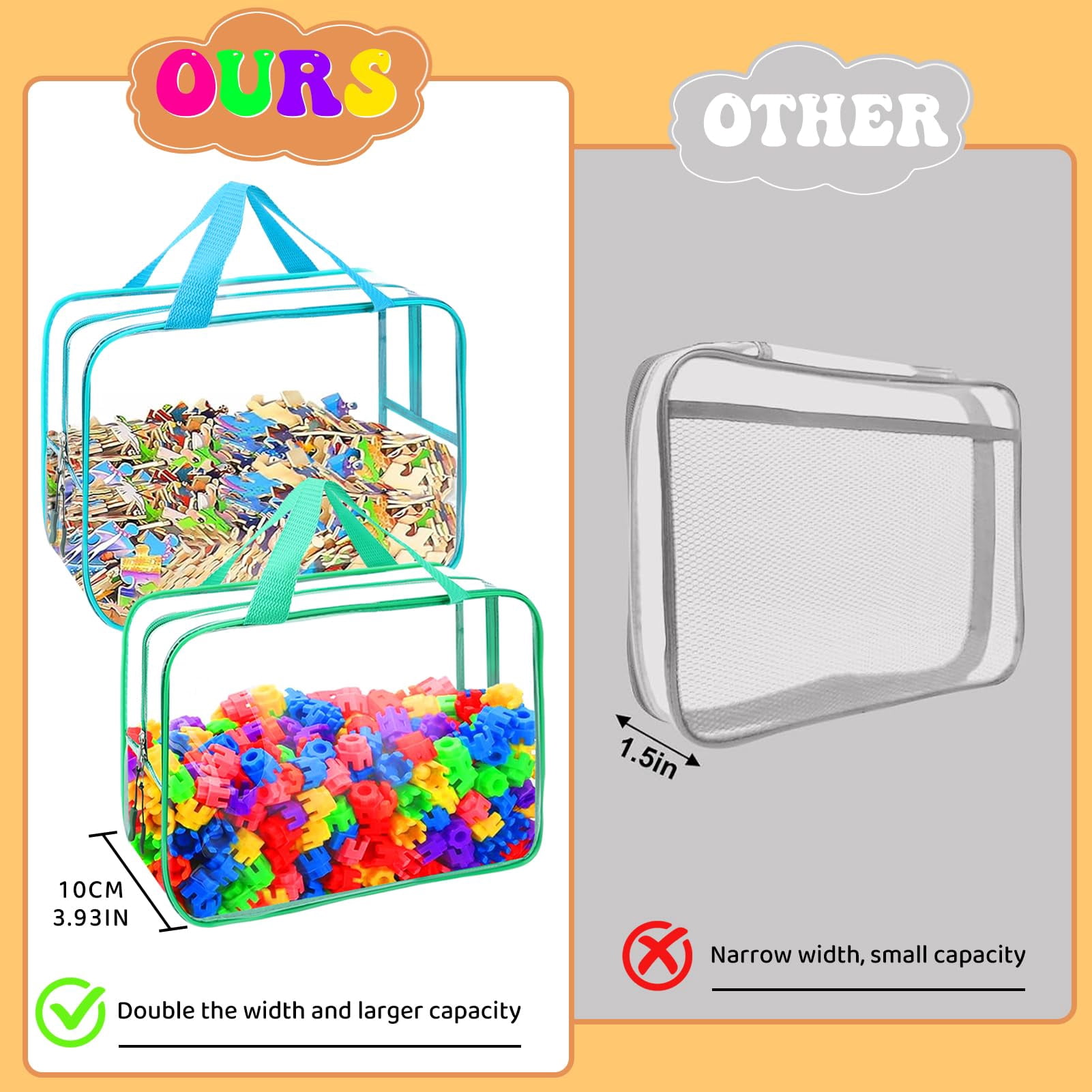 8 Packs 8 Colors Large Storage Bags  Reusable Clear Pvc Board Game Organizers And With Zipper For Building Blocks Puzzle Handmade Accessories Toiletry Bag