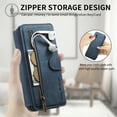 thumbnail image 4 of Allytechgroup PU Leather Case for iPhone 16 Pro Max, Built-in Credit Card Slot RFID Blocking Stand Zipper Storage Design Wallet Function Anti-seismic Anti-drop Shockproof Cover for Women Men, Blue, 4 of 7