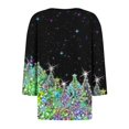 thumbnail image 4 of Fiudx Ofertas y Liquidaciones Camiseta Holgada de Manga 3/4 con Cuello En V y Estampado Navideño Informal a La Moda para Mujer, 4 of 5