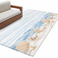 thumbnail image 2 of Summer Beach Seashell Washable Area Rugs 4'x6', Ocean Watercolor Sea Shell Starfish Stripe Wave Low Pile Throw Living Room Rug Non-Slip Sturdy Edge Binding Carpet for Indoor Entryway Bedside Kitchen, 2 of 9