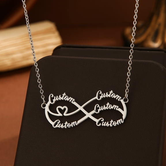 Custom Name Necklaces Stainless Steel Infinite Heart Nameplate Pendant Choker Couple Friend Family Love Jewelry Gifts
