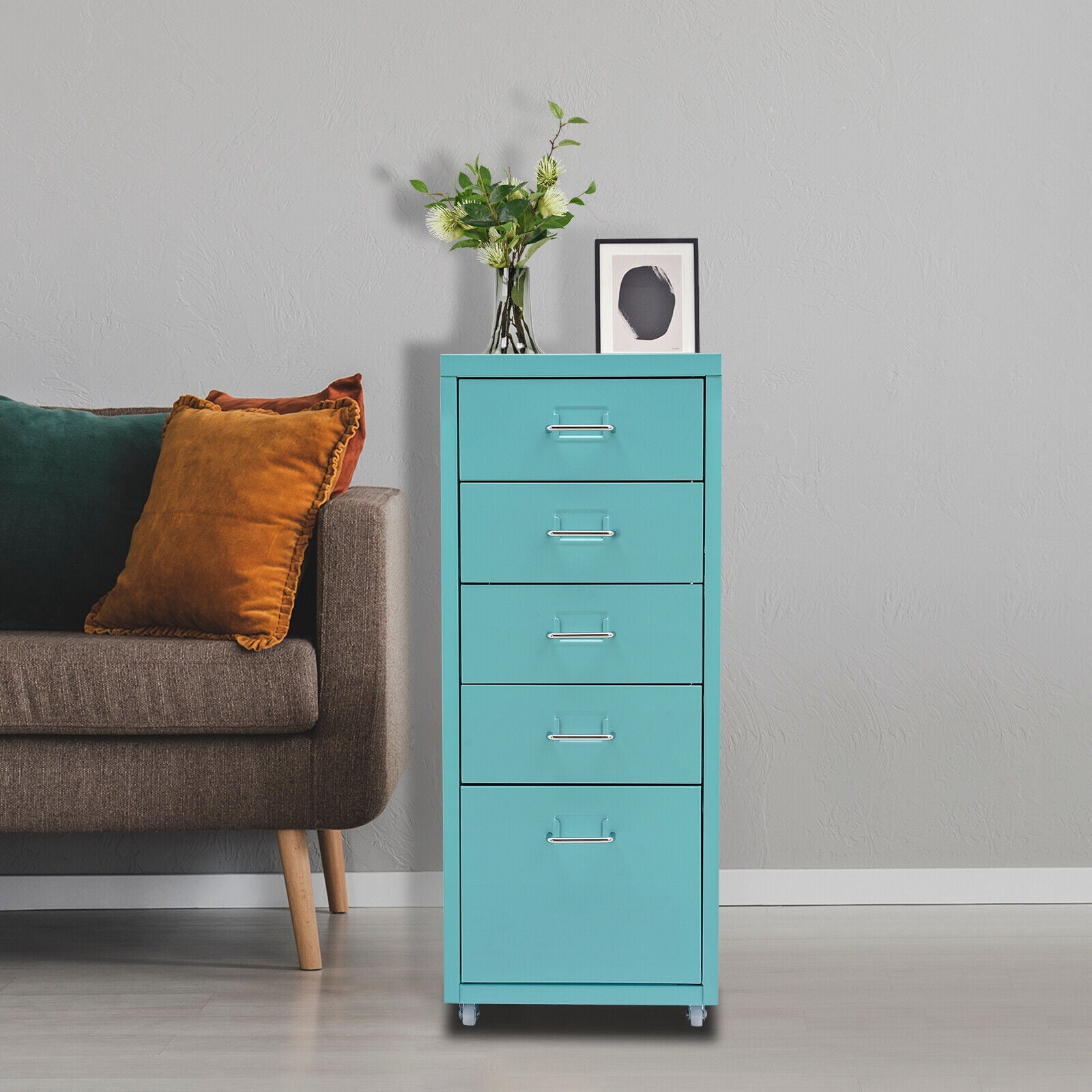 DENEST Metal File Storage Cabinet Storage Cabinet 5-Drawer Storage Cabinet with Wheels