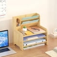 thumbnail image 3 of Bamboo Desk Organizer Mail Holder Countertop Letter Tray File Organizer for Desk Letter Sorter Paper File Storage for School Home Office Supplies, 3 of 7