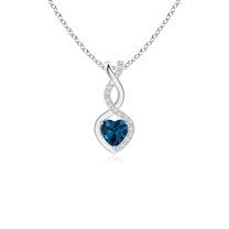 Angara Natural London Blue Topaz Infinity Heart Pendant Necklace for Women in 14K White Gold (Size-4mm) | November Birthstone Jewelry