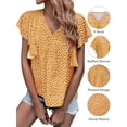 thumbnail image 2 of Hanerdun Womens Floral Blouses Shirts Ruffle Short Sleeve V-Neck Casual Tunic Tops Orange 2XL, 2 of 5