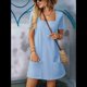 thumbnail image 4 of Vestido Informal de Corta con Cuello Cuadrado y Bolsillos, Color Liso, para Mujer, Azul , Talla XL, 4 of 9