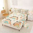 thumbnail image 2 of Manfei Boho Rainbow Bed Sheets, Doodle Heart Print Full Size Sheets, Cream, 4-Piece, 1 Flat Sheet, 1 Fitted Sheet and 2 Pillowcases, 2 of 6