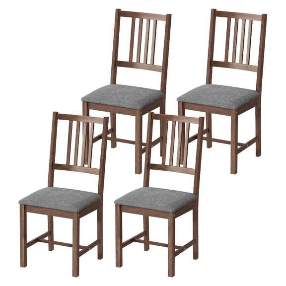 Dining Chairs Set of 4, Upholstered Kitchen Chairs Rubberwood Legs, Farmhouse Walnut & Gray, Modern Dining Room Chairs for Home, Living Room