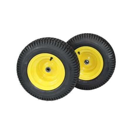 (Set of 2) 16x6.50-8 John Deere Yellow Tires & Wheels 4 Ply for Lawn & Garden Mower Turf Tires .75
