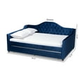 thumbnail image 6 of Baxton Studio Modern Solid Rubberwood Upholstered Queen Daybed with Pull-out Trundle Royal Blue, 6 of 11