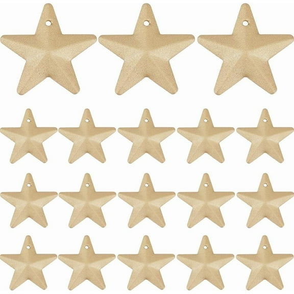 50PCS 1" Matte Gold Metal Star Decor Barn Star With Hole Iron Vintage Wall Arts Hanging Wall Decors for Crafts House Christmas Indoor Outdoor Diy Handmade Decorative Accent
