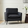 thumbnail image 2 of LAZZO Faux Leather Accent Chair, Mid-Century Modern Upholstered Armchair with Curved Armrests for Living Room and Office, Black, 2 of 10