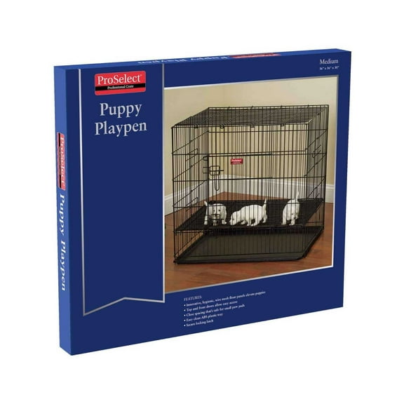 Proselect ZW064 30 17 Puppy Playpen with Plastic Pan Med Black S