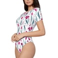 thumbnail image 2 of Naloa Tulips Flowers Women's Short-Sleeved Onesie, One-Piece Swimsuit for Parties, dates, clubs - Medium, 2 of 9