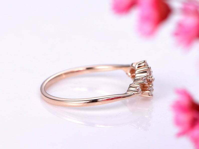 HeartsAndYou 1.2ct Round Cut Moissanite Engagement Ring for Women Floral Cluster 18k Rose Gold Over Silver