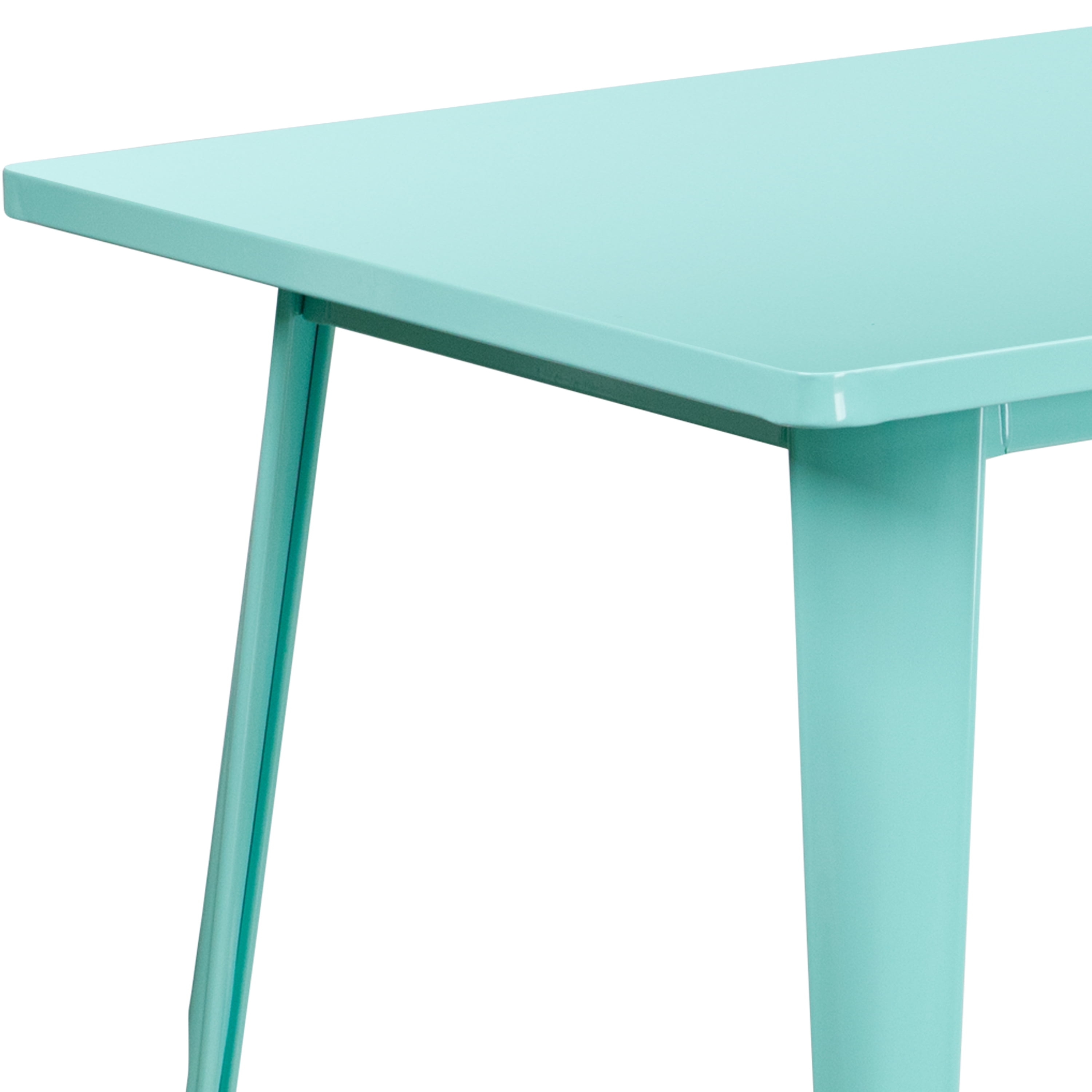 Flash Furniture Commercial Grade 31.5 x 63 Rectangular Mint Green Metal Indoor-Outdoor Table