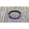 thumbnail image 2 of Natural Charoite & Black Onyx 8mm Round Shape Smooth Cut Beads Stretchable Bracelet for Men & Women., 2 of 3