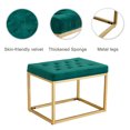 thumbnail image 4 of Modern Square Ottoman, Velvet Upholstered Chair with Button Tufted Cushion Seat and Metal Frame, Padded Bench Chair Leisure Footstool for Living Room Bedroom, Green, 4 of 7
