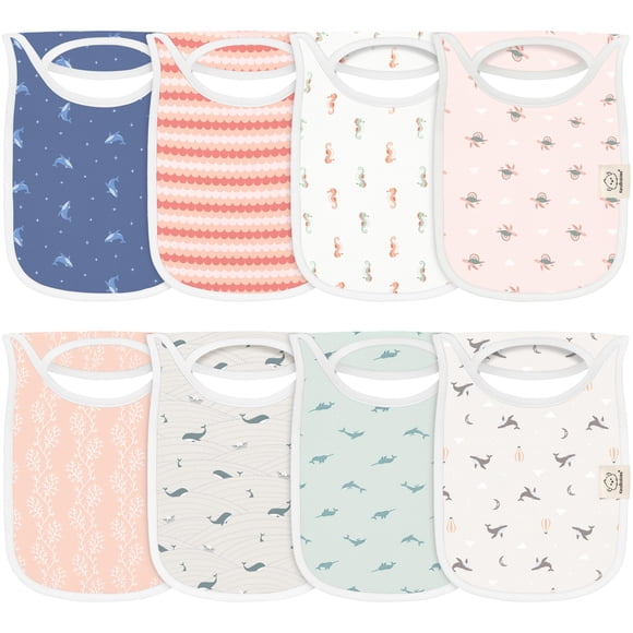 Baberos KeaBabies Hallo, paquete de 8 unidades, para niños y niñas