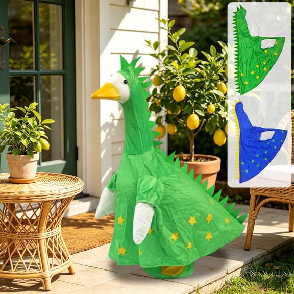 Dinosaur Dragon Porch Goose Outfit For 19-23 Inch Goose Statues Star Print Costume In Green Or Blue For Kids Party And Yard Decor