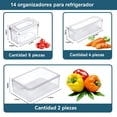thumbnail image 2 of Organizador de refrigerador con Tapas,14 PZS Organizadores de Nevera,Transparente,Sin BPA,Contenedores de Almacenamiento de frutas,con Bandeja de Drenaje,para Almacenar Alimentos,Verduras,Frutas, 2 of 7