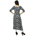 thumbnail image 5 of Bimba Womens Black Asymmetral Dress 3/4 Sleeve Rayon Kurta Printed Designer Kurti, 5 of 6