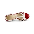 thumbnail image 5 of BLISSFUL STEP Valentine's Women's Platform T Strap Bow Vintage Block Heels Pumps Red 7, 5 of 8