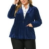 Agnes Orinda Juniors' Plus Size Velvet Blazer Button Casual Lapel Jacket