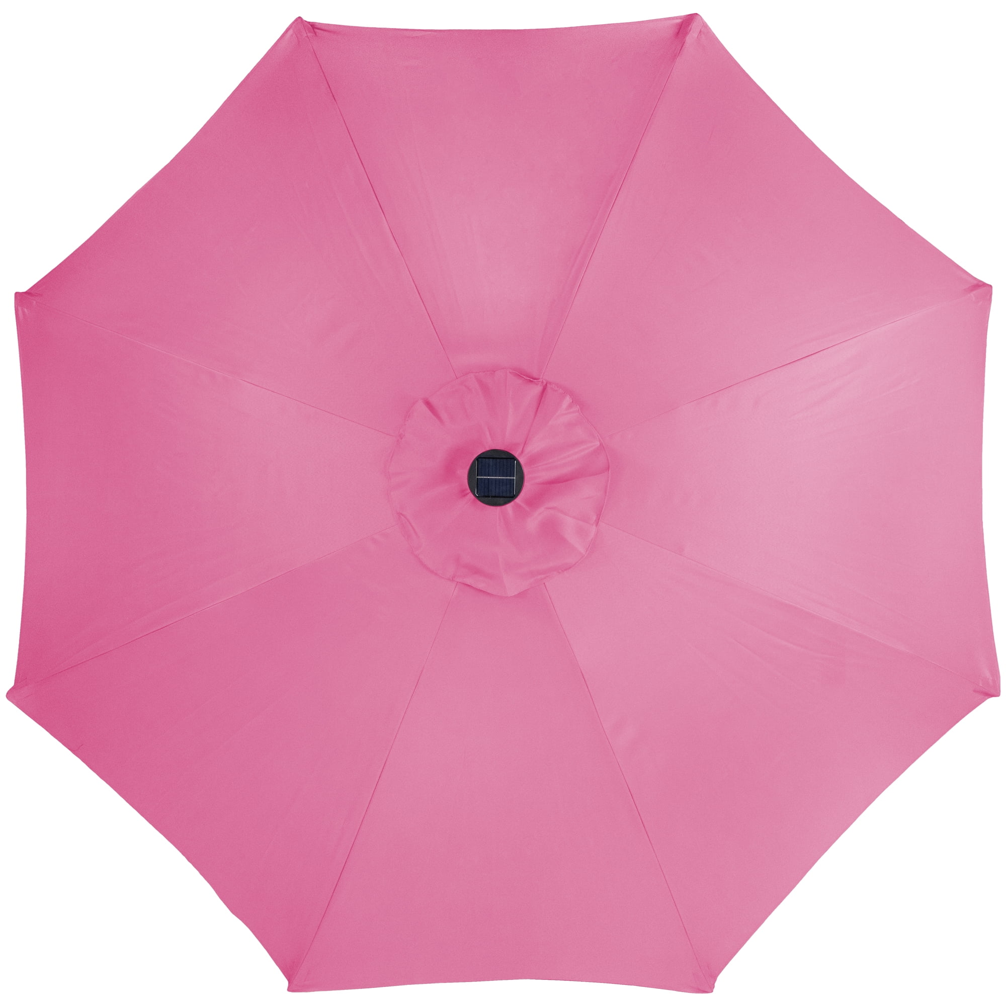 Northlight 9ft Solar Lighted Outdoor Patio Market Umbrella with Hand Crank and Tilt, Pink