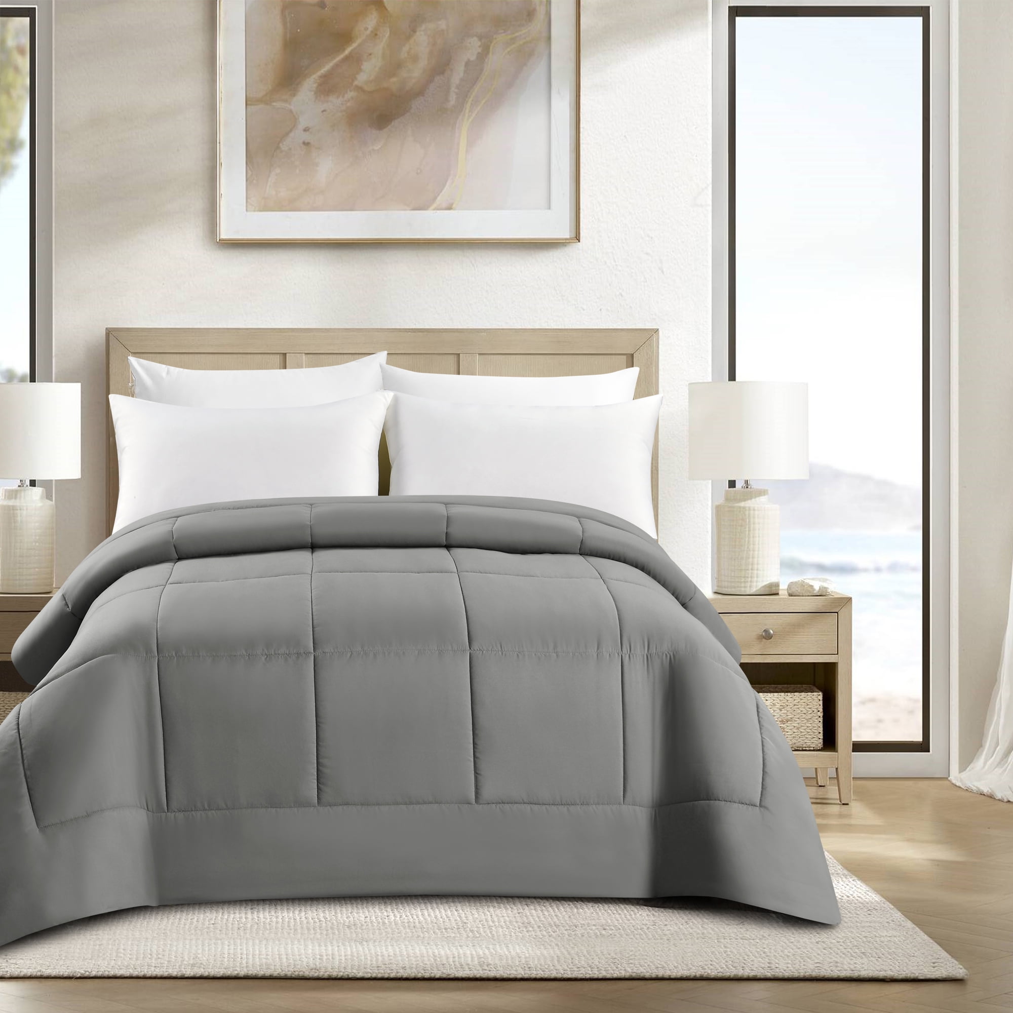 Swift Home Couette de Substitution au Duvet Basic, Toutes Saisons Hypoallergénique et Confortable, Queen, Gris clair