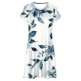 thumbnail image 4 of Viikei Womens Summer Dress Short Ruffle Sleeve Round Neck Mini Dress,Women's Casual Loose Summer Printed Short Sleeved Dress Blue S, 4 of 5