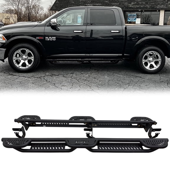 Vijay Running Boards Compatible with 2009-2010-2011-2012-2013-2014-2015-2016-2017-2018 Dodge Ram 1500 Crew Cab Bolt-on Side Steps Rails Steel Nerf Bars