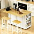 thumbnail image 3 of 48 inch Large Kitchen Island with Drop Leaf,Power Outlet,Internal Storage Rack,Rolling Kitchen Storage Cart on 5 Wheels with 5 Open Side Racks for Kitchen,Dining Room,White (Not include Stools), 3 of 9