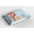 thumbnail image 2 of Letter L Pillow Sham Set of 2, Ocean Inspired Theme Alphabet Design Letter L with Marine Elements, Quality Microfiber Bedding Item for All Seasons, 26" x 20", Dark Coral Pale Blue, by Ambesonne, 2 of 3