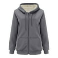 thumbnail image 6 of CILENON Womens Lightweight Jackets Women's Thick Wool Hoodie Zipper Casual Hoodie Winter Jacket Jacket (Dark Gray,XL), 6 of 7