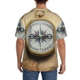 thumbnail image 3 of Rateoe Magnetic Old Compass On World Map Pattern Men's Short Sleeve Classic Shirt, Casual Short-Sleeved Shirt, Lightweight Summer Shirt, Cuban Collar Shirt,Button-Front Shirt-Small, 3 of 5