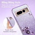 thumbnail image 6 of Cover for Google Pixel 7 Pro Case Clear Glitter Sparkle Aesthetic Google Pixel 7 Pro Phone Case Silicone Soft Flower Anti-Scratch Shockproof Funda Purple Slim (Purple), 6 of 14