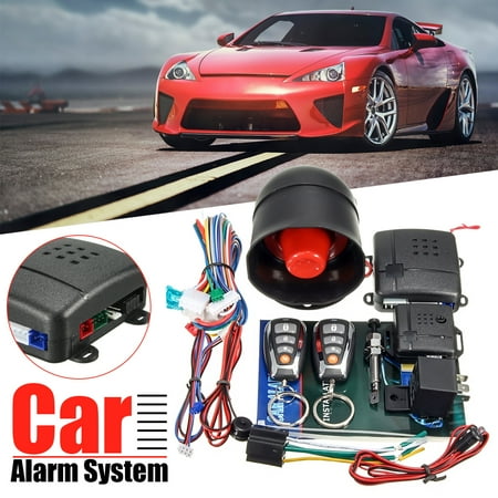 Long Gun Remote Switch - Universal Car Alarm Security System 2 Remote Control Anti-Theft Keyless Entry Door Central Locking Kit W/ S iren Horn, Vibrator, Emergency Switch, Compressing Switch
