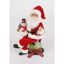 Karen Didion Top Hat Santa Figurine, Collectible Christmas Decor, 9.75 Inches, Handcrafted