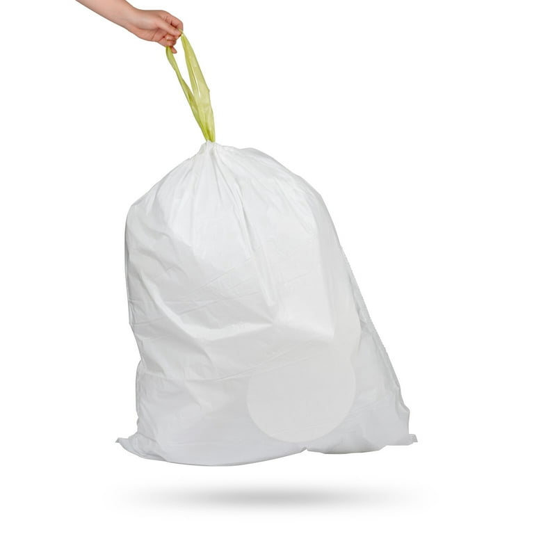 Drawstring Trash Bags, 49 Liter / 13 Gallon, White, 45 Count - Bed