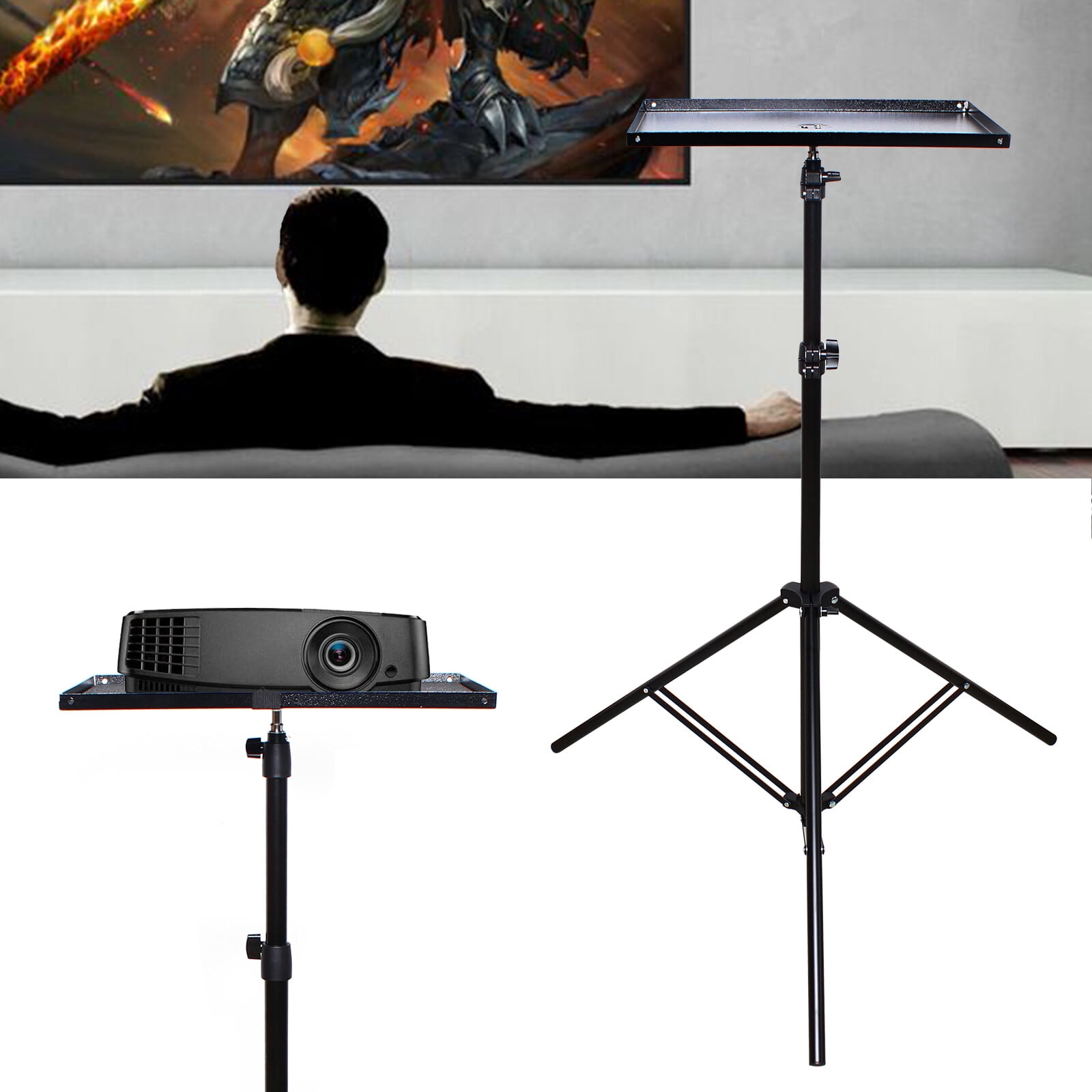Modern Floor Mount Black Angle &Height Adjustable 69-190cm Laptop Desk Over Sofa Bed Notebook Table Stand
