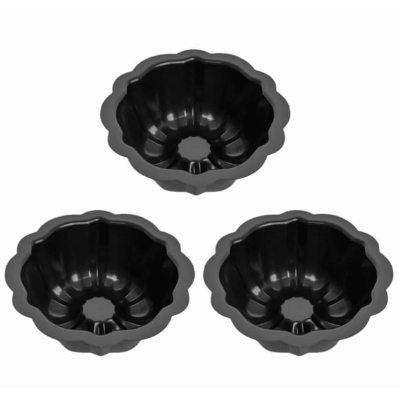 4 Inch Nonstick Mini Bundt Cake Pan, Baking, Carbon Steel Fluted Cake Pans, Metal Round Pumpkin Shaped Cake Mould for Cupcake, Muffin, Brownie, Pudding (3Pcs)