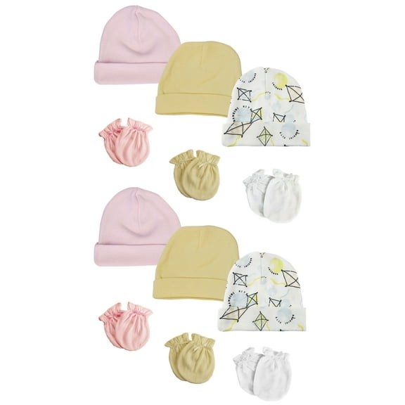 Baby Girls Caps and Mittens (Pack of 12)